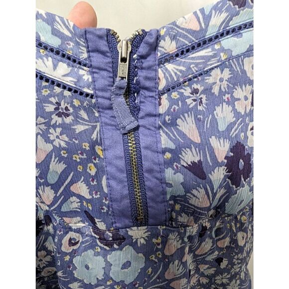 American Eagle Outfitters Ruffle Tiered Sun Dress Purple Floral Chiffon Smocked - Picture 3 of 5
